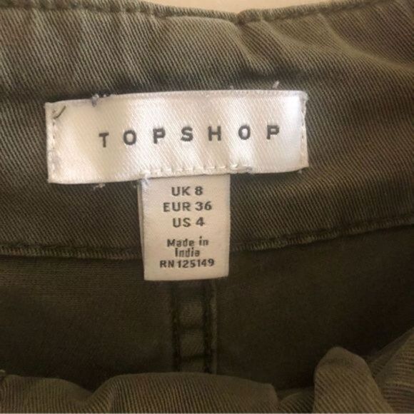 TOPSHOP Olive Green Lyocell Paper Bag Gathered Waist Pants‎ Size 4 - Picture 3 of 5